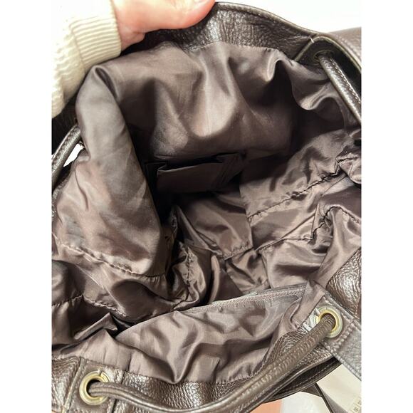 Y2K Hilton Weiner Leather Perforated Purse Studded Brown Bucket Bag Grommets - Picture 16 of 16